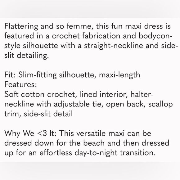 Free People Dahlia Crochet Halter Maxi  Dress/ size S/P - Picture 8 of 8